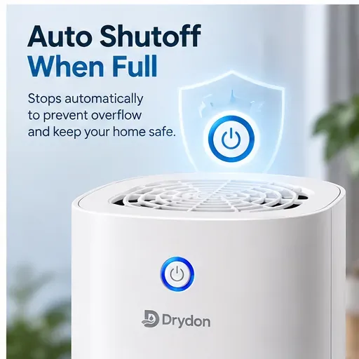 Drydon close-up with an automatic shutoff shield symbol